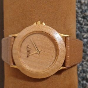 Jowissa Swiss wood brown leather band women's watch